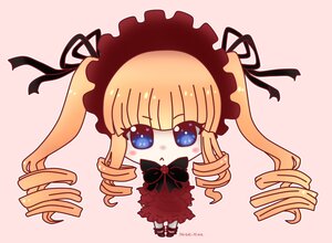 Rating: Safe Score: 0 Tags: 1girl blonde_hair blue_eyes blush bow chibi drill_hair full_body image long_hair long_sleeves ribbon ringlets shinku shoes simple_background solo striped twin_drills twintails User: admin