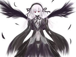 Rating: Safe Score: 0 Tags: 1girl black_dress black_wings dress feathered_wings feathers flower hairband image long_hair long_sleeves looking_at_viewer red_eyes ribbon solo suigintou very_long_hair white_background wings User: admin