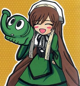 Rating: Safe Score: 0 Tags: 1girl :d blush_stickers brown_hair closed_eyes dress facing_viewer green_dress hat image long_hair open_mouth smile solo suiseiseki User: admin