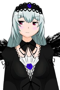 Rating: Safe Score: 0 Tags: 1girl black_dress blue_flower blue_rose blush dress flower frills hairband image lolita_fashion lolita_hairband long_hair long_sleeves looking_at_viewer red_eyes rose silver_hair simple_background solo suigintou upper_body white_background User: admin