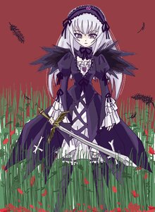 Rating: Safe Score: 0 Tags: 1girl black_wings dress flower frills hairband image long_hair long_sleeves looking_at_viewer puffy_sleeves rose silver_hair solo standing suigintou very_long_hair wings User: admin