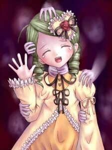 Rating: Safe Score: 0 Tags: 1girl blush closed_eyes dress drill_hair green_hair image kanaria long_sleeves open_mouth rose solo solo_focus tears upper_body User: admin