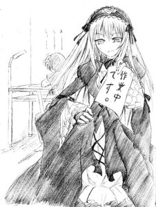 Rating: Safe Score: 0 Tags: 1boy 1girl character_request cross-laced_clothes dress fingerless_gloves frilled_sleeves frills gloves greyscale hairband hand_on_hip holding image lolita_hairband long_hair long_sleeves looking_at_viewer monochrome paper rozen_maiden sitting sketch smile solo solo_focus standing suigintou sweatdrop text_focus tousen translation_request very_long_hair User: admin