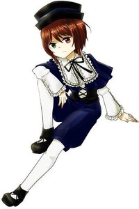 Rating: Safe Score: 0 Tags: 1girl brown_hair dress frills full_body green_eyes hat heterochromia image long_sleeves looking_at_viewer pantyhose red_eyes shoes short_hair sitting solo souseiseki top_hat white_background white_legwear User: admin