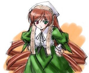 Rating: Safe Score: 0 Tags: 1girl brown_hair cowboy_shot dress green_dress green_eyes hat heterochromia higuchi_isami image long_hair long_sleeves looking_at_viewer photoshop_(medium) red_eyes rozen_maiden simple_background solo suiseiseki translated twintails very_long_hair white_background User: admin