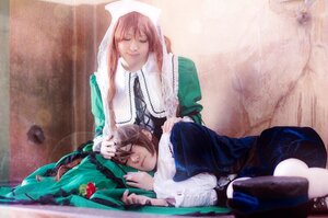 Rating: Safe Score: 0 Tags: 1boy 1girl brown_hair closed_eyes long_hair long_sleeves multiple_cosplay pink_hair sleeping suiseiseki tagme User: admin