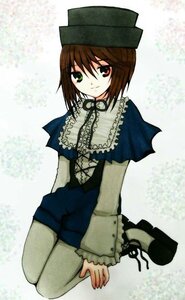 Rating: Safe Score: 0 Tags: 1girl blue_dress brown_hair dress frills full_body green_eyes hat heterochromia image long_sleeves looking_at_viewer pantyhose red_eyes short_hair sitting smile solo souseiseki User: admin