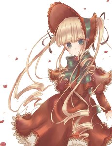 Rating: Safe Score: 0 Tags: 1girl blonde_hair blue_eyes bonnet bow dress drill_hair flower frills image long_hair long_sleeves looking_at_viewer petals red_dress rose rose_petals shinku solo twintails very_long_hair white_background User: admin