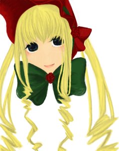 Rating: Safe Score: 0 Tags: 1girl blonde_hair blue_eyes bonnet bow bowtie drill_hair flower green_bow image long_hair looking_at_viewer red_flower red_rose rose shinku sidelocks simple_background solo upper_body white_background User: admin