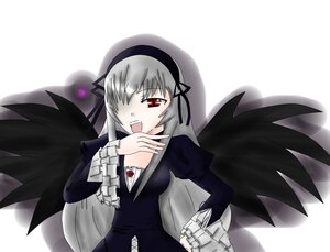 Rating: Safe Score: 0 Tags: 1girl black_wings dress frilled_sleeves frills hairband image juliet_sleeves long_hair long_sleeves looking_at_viewer open_mouth puffy_sleeves red_eyes silver_hair simple_background solo suigintou upper_body wings User: admin