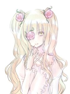 Rating: Safe Score: 0 Tags: 1girl blonde_hair dress eyepatch flower frills hair_flower hair_ornament image kirakishou long_hair long_sleeves pink_flower pink_rose red_flower red_rose rose simple_background solo striped thorns twintails vertical_stripes wavy_hair yellow_eyes User: admin