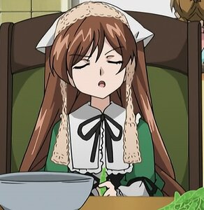 Rating: Safe Score: 0 Tags: 1girl apron brown_hair closed_eyes head_scarf image long_hair long_sleeves open_mouth ribbon sleeping_upright solo suiseiseki table User: admin