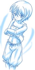 Rating: Safe Score: 0 Tags: 1girl bloomers blue_theme crossed_arms eyebrows_visible_through_hair image looking_at_viewer monochrome navel short_hair sketch solo souseiseki underwear User: admin