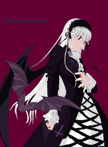 Rating: Safe Score: 0 Tags: 1girl black_dress cross-laced_clothes dress frilled_sleeves frills hairband image juliet_sleeves long_hair long_sleeves looking_at_viewer red_background red_eyes ribbon simple_background solo standing suigintou wings User: admin