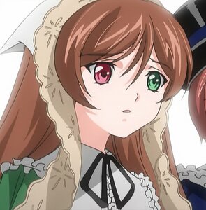 Rating: Safe Score: 0 Tags: 1girl animal_ears black_ribbon braid brown_hair dress frills green_eyes heterochromia image long_hair looking_at_viewer neck_ribbon red_eyes ribbon simple_background solo suiseiseki User: admin