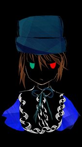 Rating: Safe Score: 0 Tags: 1girl black_background blonde_hair blue_headwear capelet dark dress hat heterochromia image looking_at_viewer red_eyes ribbon short_hair simple_background solo souseiseki transparent_background upper_body User: admin