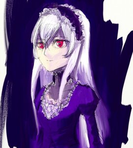 Rating: Safe Score: 0 Tags: 1girl bangs choker closed_mouth dress frills hairband image long_hair long_sleeves looking_at_viewer red_eyes simple_background smile solo suigintou upper_body white_background white_hair User: admin