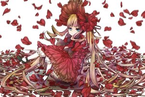 Rating: Safe Score: 0 Tags: 1girl blonde_hair bloomers blue_eyes bonnet bow dress drill_hair flower frills image long_hair looking_at_viewer petals red_dress red_flower red_rose rose rose_petals shinku solo twintails underwear very_long_hair User: admin