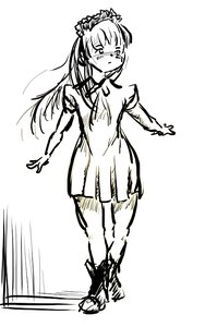 Rating: Safe Score: 0 Tags: 1girl boots dress full_body greyscale image long_hair monochrome sketch solo standing suigintou tiara User: admin