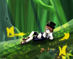 Rating: Safe Score: 0 Tags: 1girl blue_butterfly brown_hair bug butterfly dress flower grass green_eyes hat heterochromia image insect long_sleeves outdoors red_eyes solo souseiseki top_hat water User: admin
