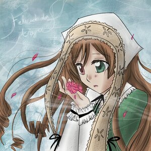 Rating: Safe Score: 0 Tags: 1girl brown_hair dress drill_hair flower frills green_eyes heterochromia holding image long_hair long_sleeves looking_at_viewer petals red_eyes solo suiseiseki twintails very_long_hair User: admin