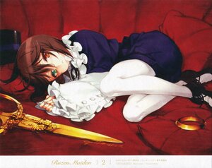 Rating: Safe Score: 0 Tags: 1girl absurdres brown_hair dress frills green_eyes hat heterochromia highres image jewelry lineart lying on_side oyari_ashito pantyhose pillow red_eyes ring rozen_maiden scan scissors short_hair solo souseiseki weapon User: admin