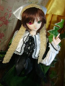 Rating: Safe Score: 0 Tags: 1girl brown_hair doll dress frills green_eyes heterochromia index_finger_raised lace lips lolita_fashion long_hair long_sleeves looking_at_viewer red_eyes solo suiseiseki twintails very_long_hair User: admin