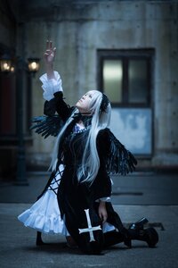 Rating: Safe Score: 0 Tags: 1girl blurry blurry_background cross depth_of_field dress feathers gothic_lolita half-closed_eyes holding indoors jewelry long_hair long_sleeves pipe profile ribbon solo standing suigintou wide_sleeves window User: admin