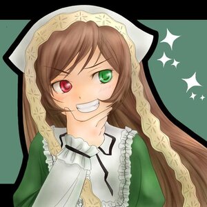 Rating: Safe Score: 0 Tags: 1girl blush brown_hair dress frills green_background green_dress green_eyes grin head_scarf heterochromia image letterboxed long_hair long_sleeves red_eyes simple_background smile solo sparkle suiseiseki User: admin