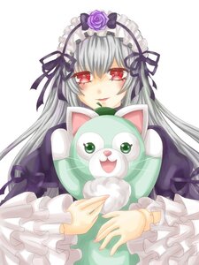 Rating: Safe Score: 0 Tags: 1girl dress flower frilled_sleeves frills hairband image lolita_hairband long_hair long_sleeves looking_at_viewer open_mouth red_eyes rose silver_hair smile solo suigintou white_background User: admin