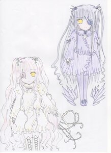 Rating: Safe Score: 0 Tags: 1girl barasuishou dress frills image kirakishou long_hair long_sleeves pair standing traditional_media very_long_hair yellow_eyes User: admin