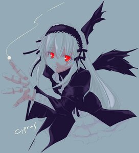 Rating: Safe Score: 0 Tags: 1girl bangs black_dress black_ribbon black_wings closed_mouth dress frills hairband image juliet_sleeves long_hair long_sleeves looking_at_viewer red_eyes ribbon simple_background solo suigintou upper_body wings User: admin