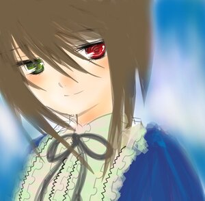 Rating: Safe Score: 0 Tags: 1girl bangs blush brown_hair closed_mouth eyebrows_visible_through_hair frills green_eyes hair_between_eyes image lolita_fashion looking_at_viewer red_eyes sidelocks smile solo souseiseki User: admin