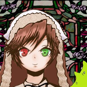 Rating: Safe Score: 0 Tags: 1girl brown_hair flower frills green_eyes hat image looking_at_viewer red_eyes short_hair solo suiseiseki User: admin