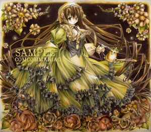 Rating: Safe Score: 0 Tags: 1girl breasts brown_hair cleavage dress flower frills hairband image long_hair long_sleeves rose solo standing suiseiseki very_long_hair yellow_dress yellow_flower yellow_rose User: admin