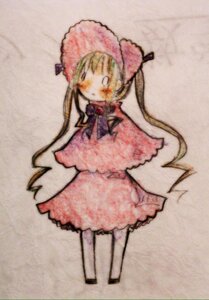 Rating: Safe Score: 0 Tags: 1girl blonde_hair bonnet bow dress full_body hat image long_hair long_sleeves shinku solo standing twintails very_long_hair User: admin