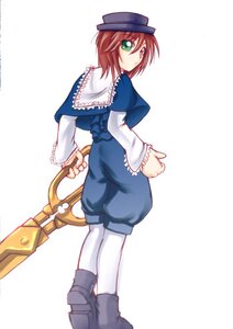 Rating: Safe Score: 0 Tags: 1girl boots brown_hair capelet full_body green_eyes hat heterochromia image long_sleeves looking_at_viewer looking_back pantyhose short_hair solo souseiseki standing white_legwear User: admin