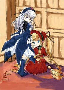 Rating: Safe Score: 0 Tags: 2girls auto_tagged blonde_hair blue_eyes bonnet dress drill_hair frills hat image long_hair long_sleeves looking_at_viewer multiple_girls pair red_dress shinku silver_hair sitting suigintou very_long_hair User: admin