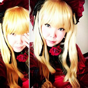 Rating: Safe Score: 0 Tags: 2girls bangs blonde_hair blue_eyes flower lips long_hair looking_at_viewer multiple_girls portrait realistic red_flower red_rose rose shinku smile solo User: admin