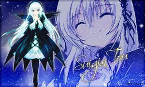 Rating: Safe Score: 0 Tags: 1girl black_dress black_wings closed_eyes dress hairband image long_hair long_sleeves ribbon silver_hair sky solo standing suigintou very_long_hair wings User: admin