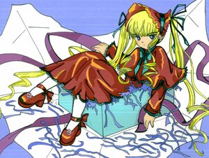 Rating: Safe Score: 0 Tags: 1girl blonde_hair blue_eyes bonnet bow bowtie capelet dress frills full_body green_bow image long_hair long_sleeves looking_at_viewer red_dress red_footwear ribbon shinku shoes solo twintails very_long_hair white_legwear User: admin
