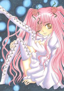Rating: Safe Score: 0 Tags: 1girl boots breasts cleavage dress flower image kirakishou long_hair marker_(medium) pink_flower pink_hair pink_rose rose sitting smile solo thighhighs traditional_media twintails very_long_hair yellow_eyes User: admin