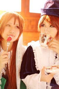Rating: Safe Score: 0 Tags: 2girls food fruit hat multiple_cosplay multiple_girls tagme User: admin