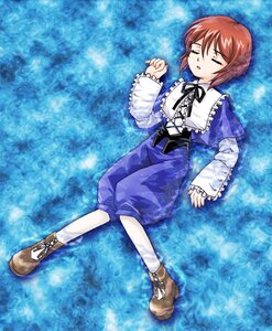 Rating: Safe Score: 0 Tags: 1girl brown_hair closed_eyes dress frills from_above image long_sleeves lying on_back pantyhose ribbon short_hair sleeping solo souseiseki User: admin