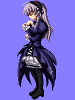Rating: Safe Score: 0 Tags: 1girl boots dress full_body image long_hair long_sleeves pixel_art purple_background simple_background solo standing suigintou User: admin