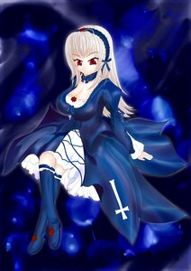 Rating: Safe Score: 0 Tags: 1girl boots breasts cleavage dress frills full_body hairband image knee_boots kneehighs large_breasts long_hair long_sleeves puffy_sleeves red_eyes sitting solo suigintou white_hair wings User: admin