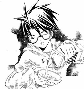 Rating: Safe Score: 0 Tags: 1boy closed_eyes food glasses greyscale holding human long_sleeves monochrome open_mouth sakurada_jun solo spiked_hair traditional_media User: admin
