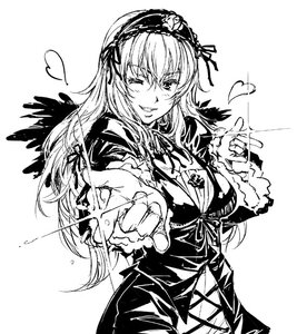 Rating: Safe Score: 0 Tags: 1girl ;d cross-laced_clothes dress feathered_wings feathers foreshortening frills glint greyscale hairband heart image lolita_hairband long_hair long_sleeves looking_at_viewer monochrome one_eye_closed open_mouth outstretched_arm photoshop_(medium) rozen_maiden shirayuki_shoushirou simple_background smile solo suigintou white_background wings User: admin