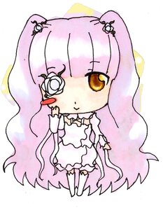 Rating: Safe Score: 0 Tags: 1girl chibi dress flower hair_ornament image kirakishou long_hair pink_hair smile solo thighhighs very_long_hair yellow_eyes User: admin