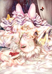 Rating: Safe Score: 0 Tags: 1girl blue_butterfly bug butterfly dress flower food image insect kirakishou long_hair lying on_back rose solo white_dress white_flower white_rose yellow_eyes User: admin